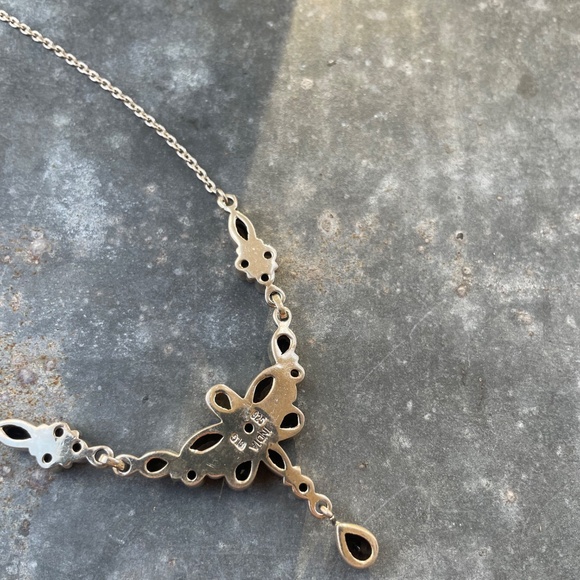 Nicky Butler 925 Sterling Silver Necklace w/ brown gemstones in flower design - Picture 2 of 4